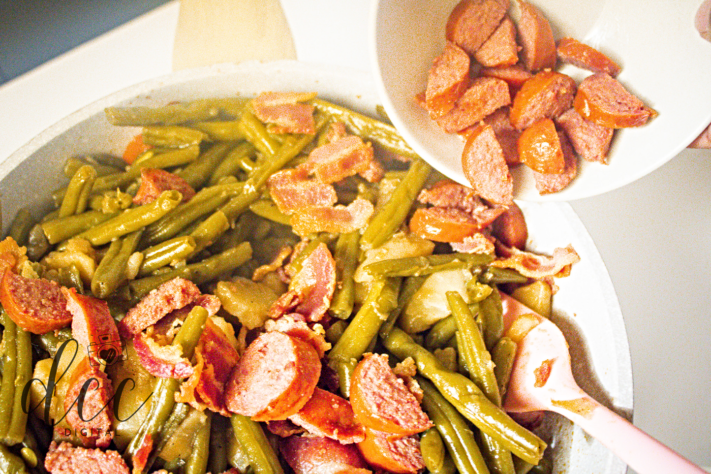 Smothered Green Beans with Andouille Sausage and Bacon [Semi-Exclusive] - Set 1