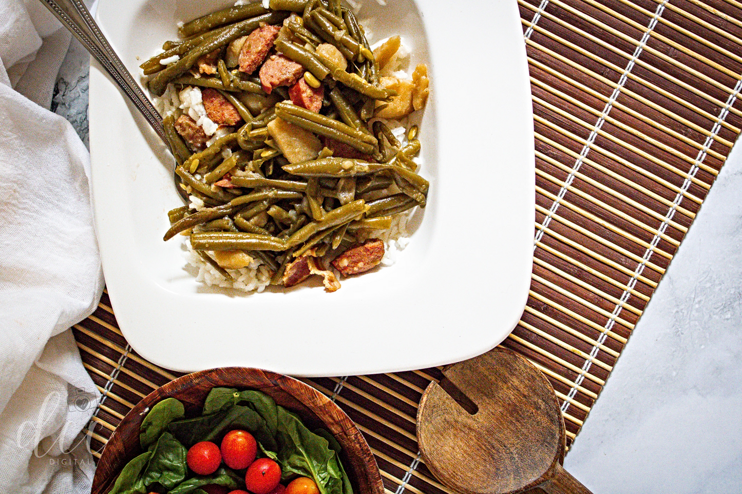 Smothered Green Beans with Andouille Sausage and Bacon [Semi-Exclusive] - Set 5