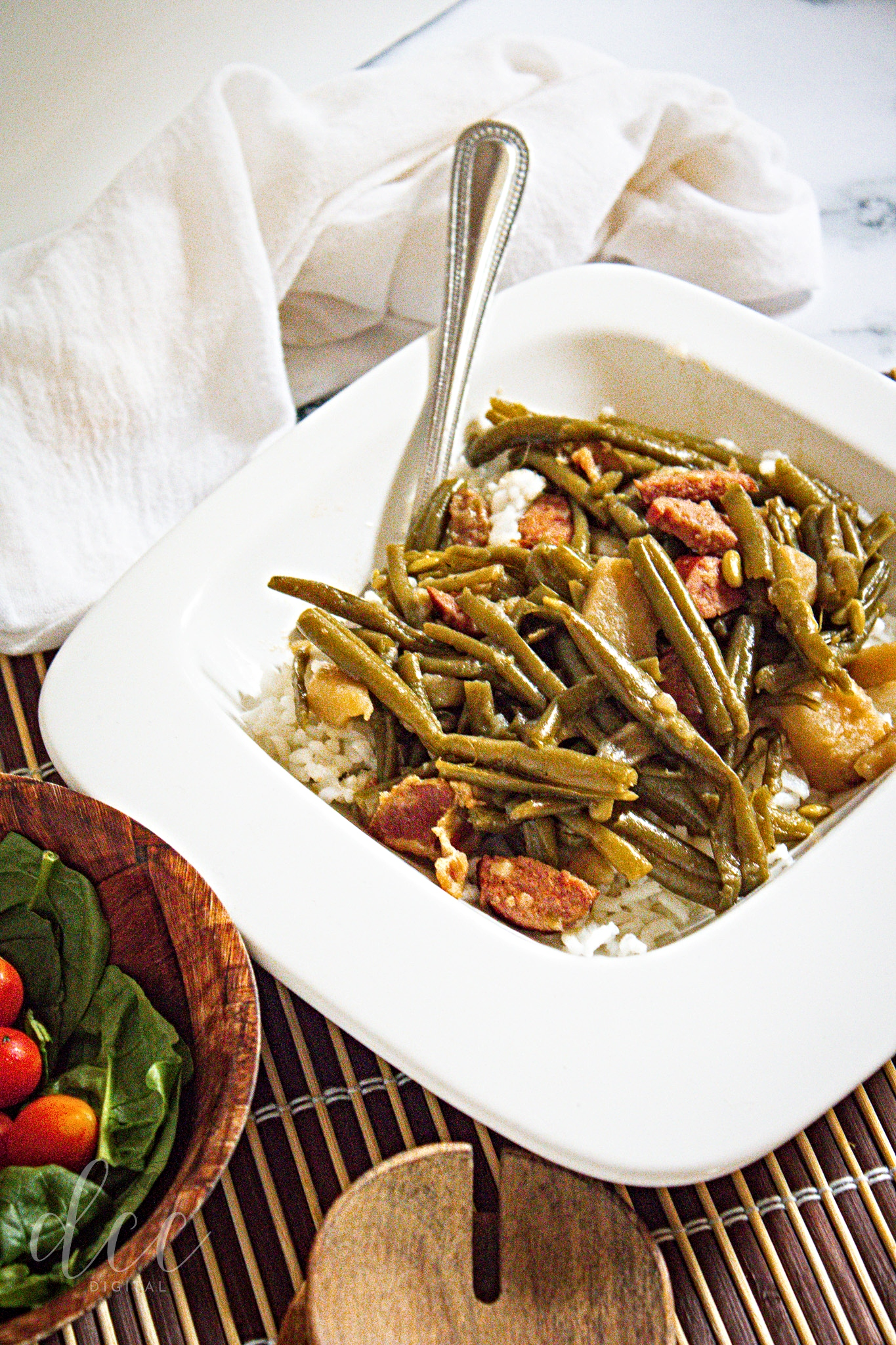 Smothered Green Beans with Andouille Sausage and Bacon [Semi-Exclusive] - Set 5