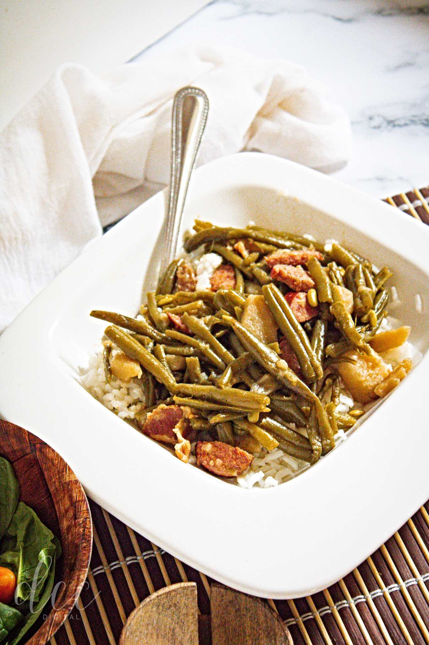 Smothered Green Beans with Andouille Sausage and Bacon [Semi-Exclusive] - Set 5